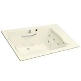 Kohler K-1365-H2 Almond Riverbath Quadrangle Whirlpool w/out integral fill Spout - K-1365-H2