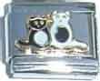 Clearly Charming Black & White Cats Animal Italian Charm Bracelet Link