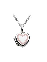 12-14 Inch Sterling Silver Pink Enamel Heart Children Locket Necklace