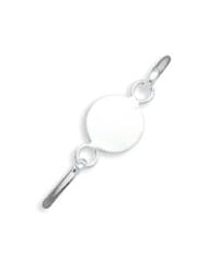 Sterling Silver Bangle with Round ID Plate Bracelet
