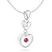 Childrens Jewelry - Ruby July Birthstone Double Heart Pendant