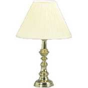 Click here to buy Brass Candlestick Desk Lamp, Linen Shade by Art Specialty Company Inc.