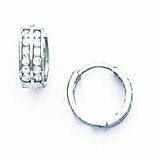 14k White 1.5 mm Round CZ Hinged Earrings