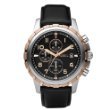 Fossil Mens FS4545 Black Leather Strap Black Analog Dial Chronograph Watch