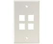 LEVITON 41080-4W 4-Port QuickPort Flush Mount Wallplate in White
