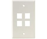 LEVITON 41080-4W 4-Port QuickPort Flush Mount Wallplate in White