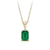 10kt. Gold Created Emerald Pendant with Diamond Accents