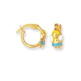 14k Yellow Doll Shaped Childrens Stud Enamel Earrings