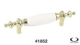 3 C.C. White Porcelain & Brass Drawer Pull Lot of 25