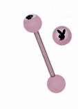 Glow in the Dark Playboy tongue ring in pink