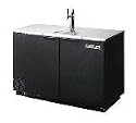50-1/2 in Draft Beer Cooler, 2 Keg, Club Type, Black, 1 Slide Back Lid