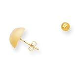 14k Diamond-Cut Satin 4mm Half Ball Post Earrings - JewelryWeb