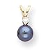 14k 5mm Black Pearl Diamond Pendant