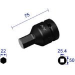 ナック　ヘキサゴンレンチソケット　差込角２５．４ｘ対辺２２ｍｍ