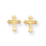 Sardelli - 14kt Polished Gold Fancy Etched Design Cross Post Earrings