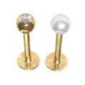 Gold Cz Gem & Gold Pearl gold plated Labret Monroe lip targus body jewelry piercing bar Ring Rings 16g