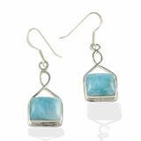 Rectangular Twist Larimar Earrings by Larimar