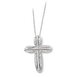 Silver April CZ Birthstone 18" Cross Necklace