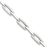 14k White Gold Satin and Polished Bracelet - 7.5 Inch - Lobster Claw