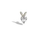 14K White Gold Genuine Heart White Topaz Pendant