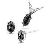 1117KvDopxL. SL160  1.00 Ct Black Diamond Jewelry Set in 14K White Gold