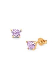 Children 14K Yellow Gold Alexandrate C.Z. Butterfly Stud Earrings