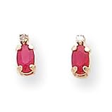 14k Diamond & Ruby Birthstone Earrings XBE186