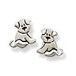 Plain dog style Solid Sterling Silver Earrings