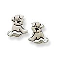 Plain dog style Solid Sterling Silver Earrings