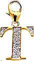 Letter T, 14K Gold Diamond Charm