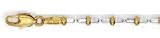 14k Two-Tone 2.7 mm Fancy Bead Link Anklet - 10 Inch