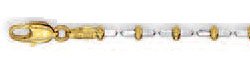 14k Two-Tone 2.7 mm Fancy Bead Link Anklet - 10 Inch