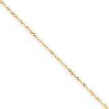 14k Adjustable Polished Beaded Chain Anklet