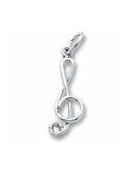 Rembrandt Charms, Treble Clef Charm in Solid Sterling Silver or Gold