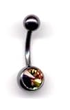 Titanium Black Jeweled Navel Bar with a Vitrail Medium Swarovski stone 14 guage by 3/8