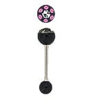 7 Gemstone Bling Tongue Ring Quality Construction PINK gems