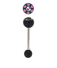 7 Gemstone Bling Tongue Ring Quality Construction PINK gems