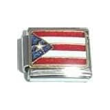 Clearly Charming Puerto Rico Flag Italian Charm Bracelet Link