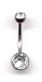 Polished Titanium Double Jeweled Navel Bar with Crystal Stones 14 guage by 3/8