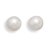 Grade AAA 7-7.5mm Cultured Akoya Pearl Earrings with White Gold Posts and Earring Backs