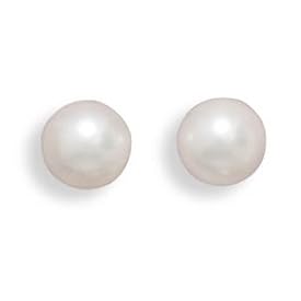 Grade AAA 7-7.5mm Cultured Akoya Pearl Earrings with White Gold Posts and Earring Backs
