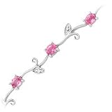 Jewelry : 14kt. White Gold, Pink Sapphire & Diamond Fashion Bracelet