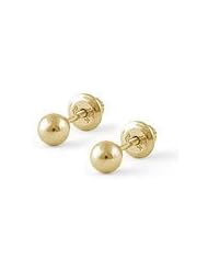 14K Yellow Gold 4mm Ball Screw Back Childrens Earrings