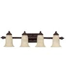IMAGE OF Capital Lighting 1514WB-269 Highlands 4 Light Bath Vanity Light in Weathered Brown with Rust Scavo glass