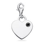 0.10 Cts Black Diamond Solitaire Multi-Purpose Heart Charm Pendant in Silver