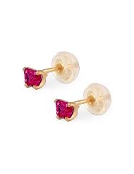 Baby 14K Yellow Gold Ruby C.Z. Butterfly Stud Earrings