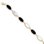 14k 8.5 Inch Genuine Fancy Onyx Created Opal Bracelet - Lobster Claw - JewelryWeb
