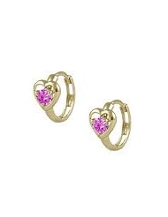 Baby 14K Yellow Gold Heart October Birthstone Huggie Hoop Earrings