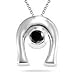 0.30 Cts Black Diamond Solitaire Horse Shoe Pendant in Silver
