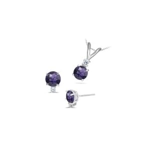 0.09 Ct Diamonds and 1.17 Cts Amethyst Set in 18K White Gold by